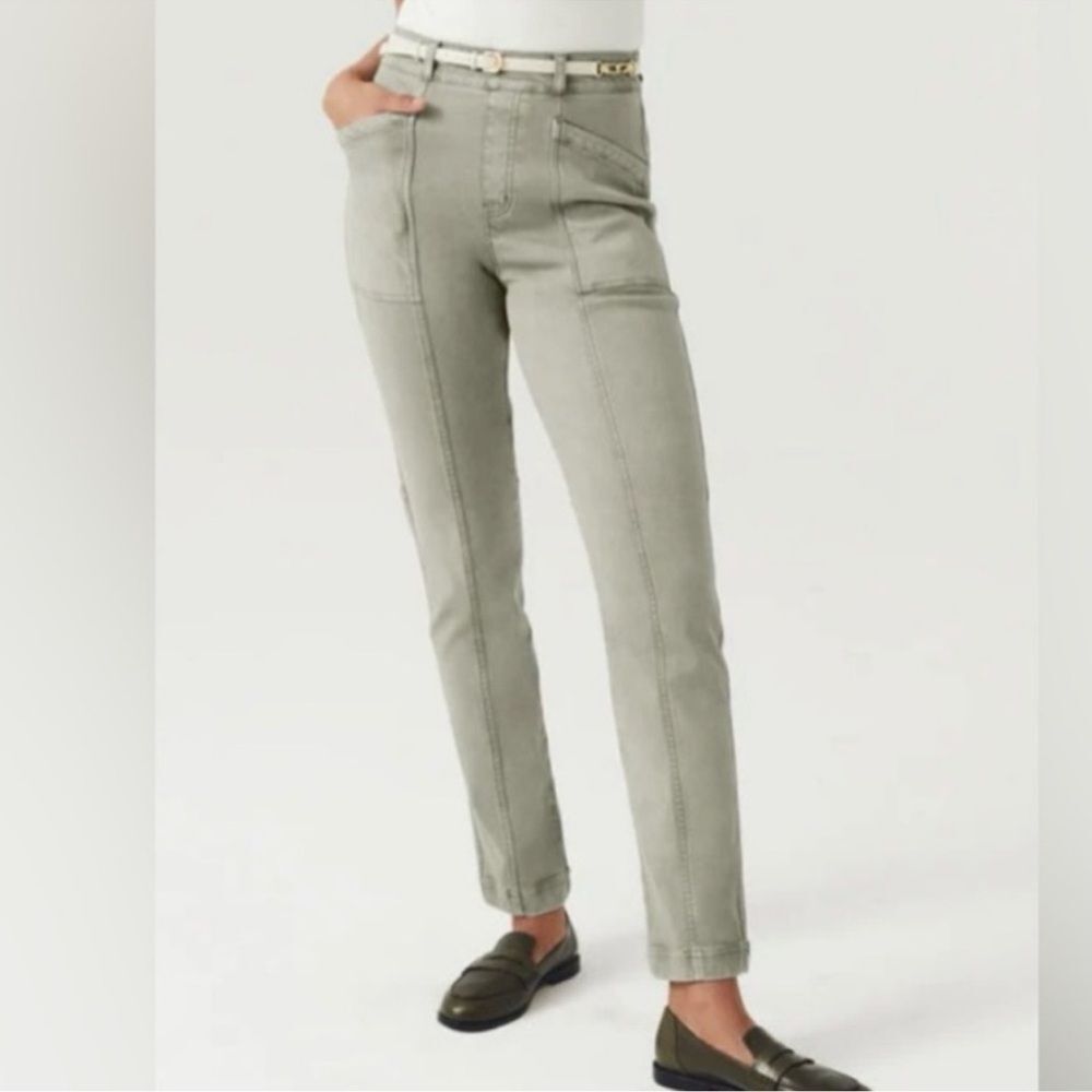 SPANX Stretch Twill Straight Leg Pant Utility Gray Green L